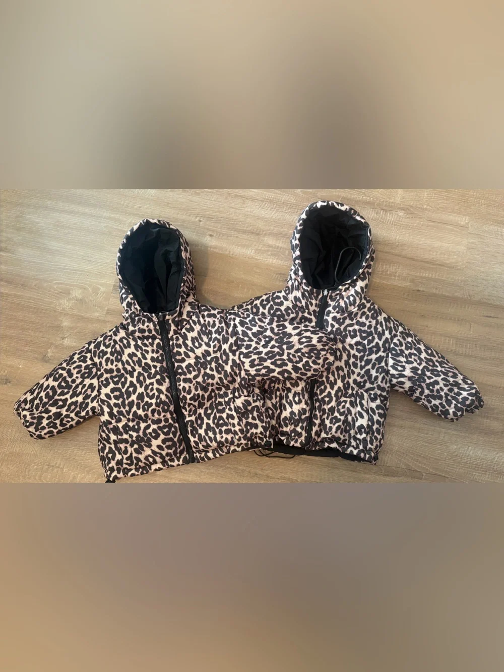 Leopard Print Puffer Jacket - Neutral Tan & Black NWOT